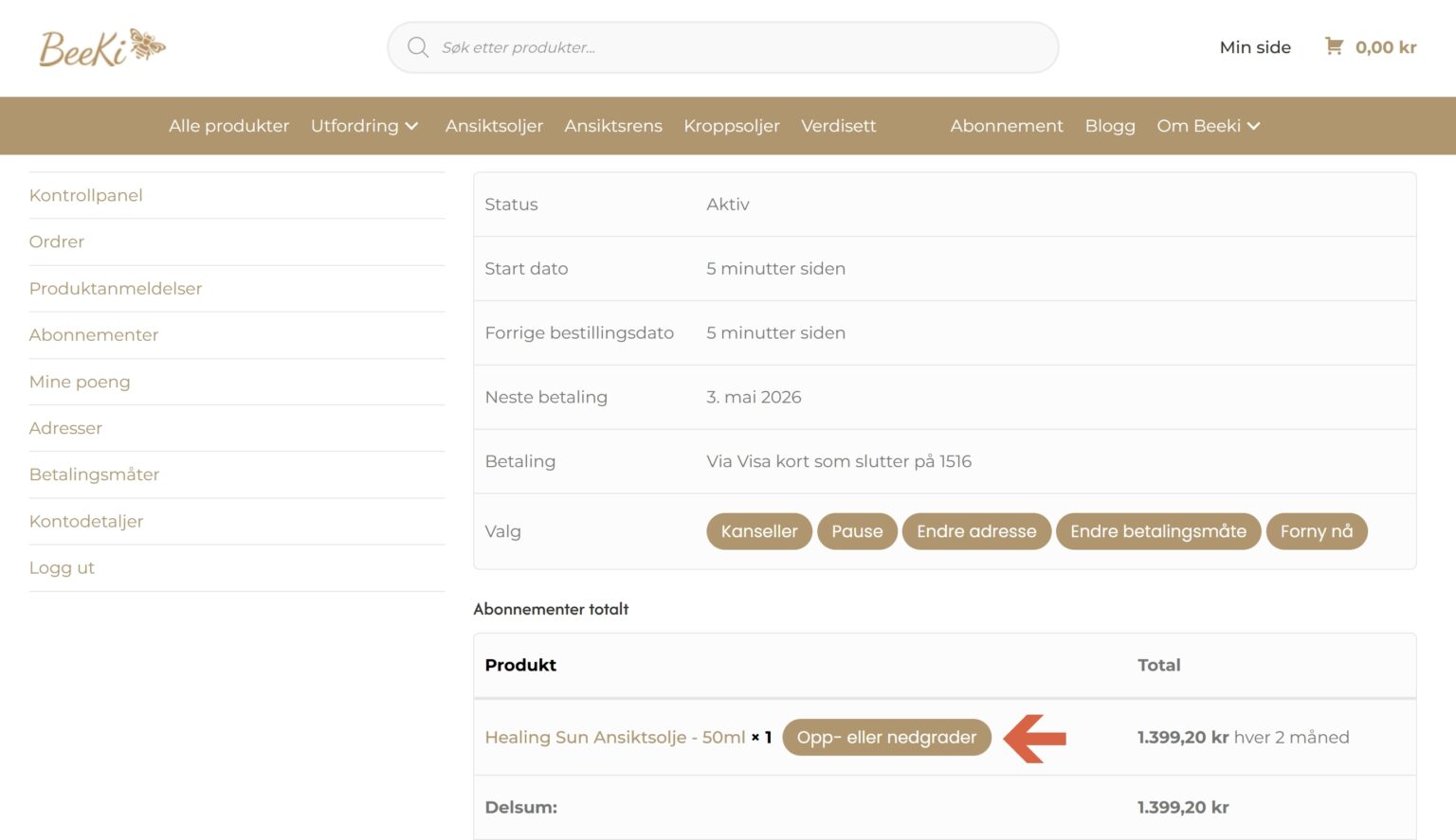 BeeKi opp eller nedgrader