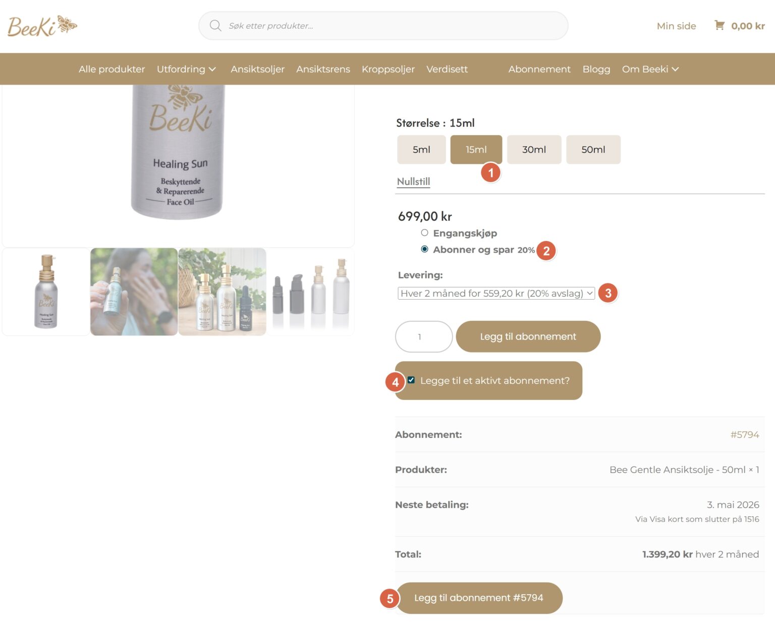 Legge til aktivt abonnement